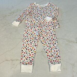 NWOT Little Me White‎ Multi Color Cheetah Pajama Set Cozy Cotton Baby Girl S 18m